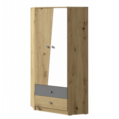 Rohová šatní skříň se zásuvkami Wurak WK02