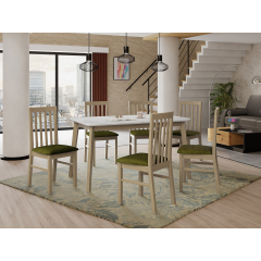 Rozkládací jídelní stůl se 6 židlemi AL16