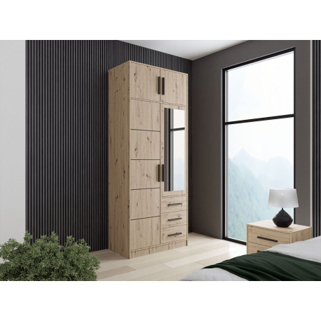 Šatní skříň se zrcadlem Korku D2