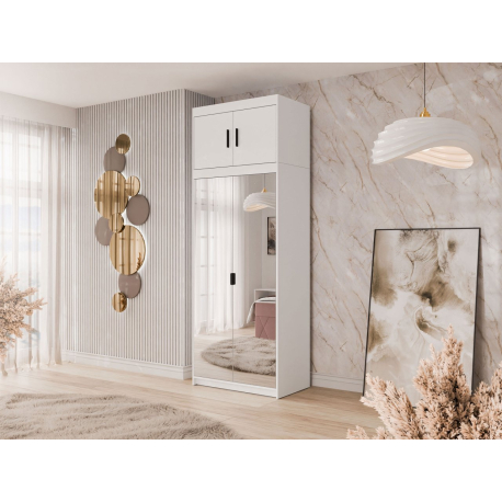 Dvoudveřová šatní skříň Melen 2D se zrcadlem + nástavec