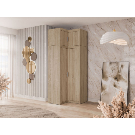 Rohová šatní skříň Melen 2D + nástavec