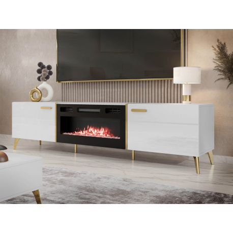 TV skříňka s krbem Rostiw 2D EF