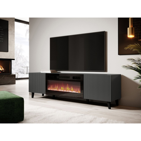 TV skříňka Tilderi Grey 180 s krbem
