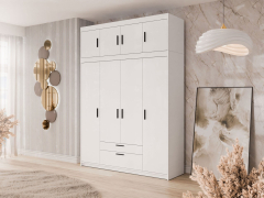 Šatní skříň se zásuvkami Melen 4D + nástavcem