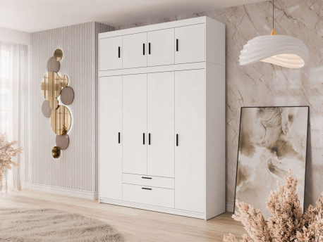 Šatní skříň se zásuvkami Melen 4D + nástavcem