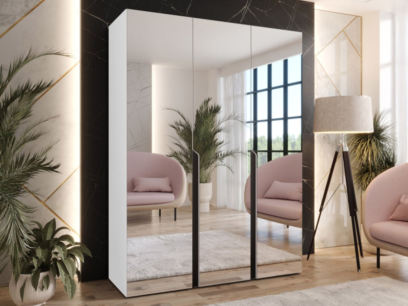 Šatní skříň se zrcadlem Frokow 3 150 cm